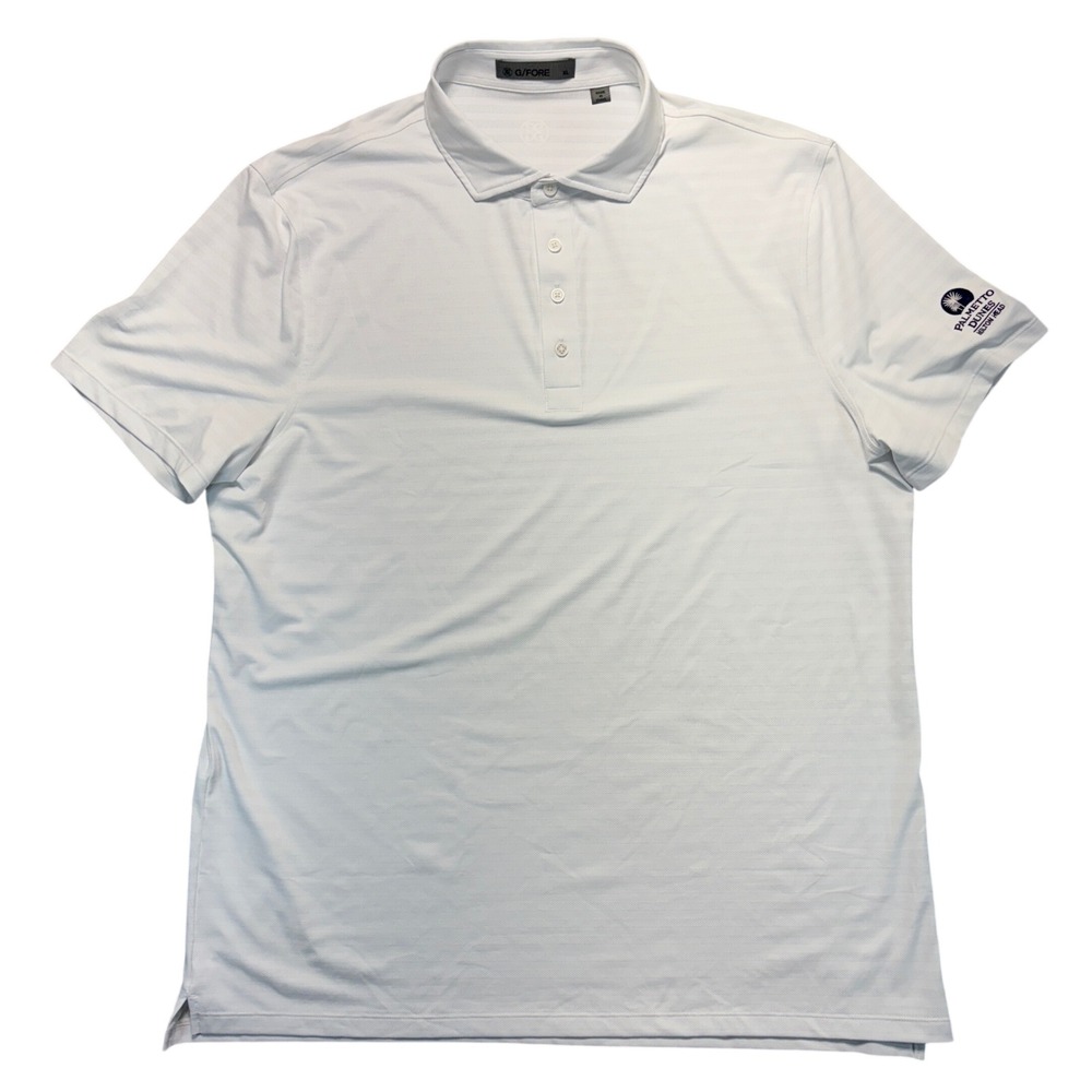 G/FORE Mens XL White Palmetto Dunes Hilton Head Stripe Golf Polo Shirt
